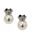 Orecchini Diamanti 0,09 ct Perle 8,5mm