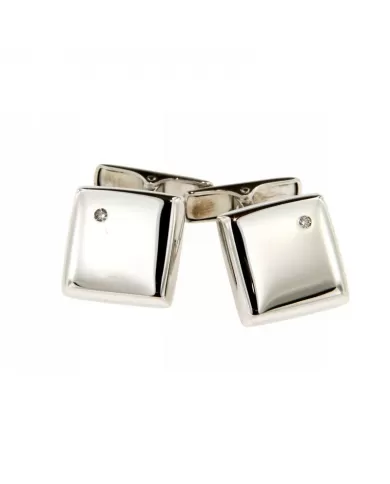 Gemelli in Oro bianco con dimanti ct.0,02