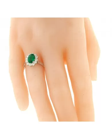 Anello diamanti 0,50 ct e smeraldo 1,12 ct Salvini