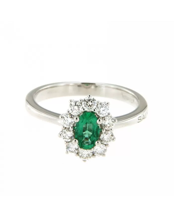 Anello con smeraldo 0,45ct e diamanti 0,45ct Salvini