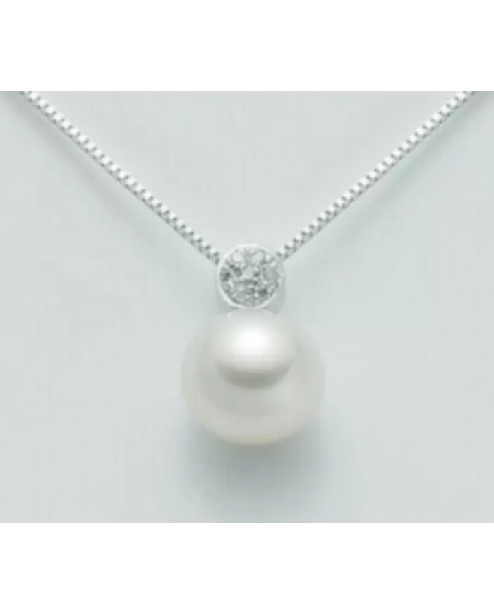 Collana con perla 7,5/8 e diamanti 0,028 Miluna