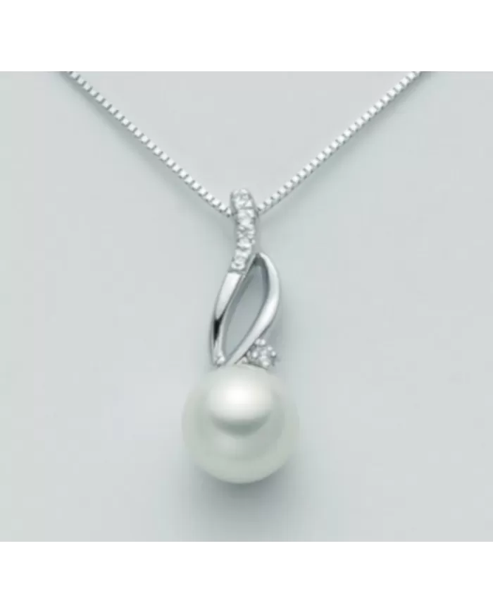 Collana con perla 7,5/8 e diamanti 0,04 ct Miluna