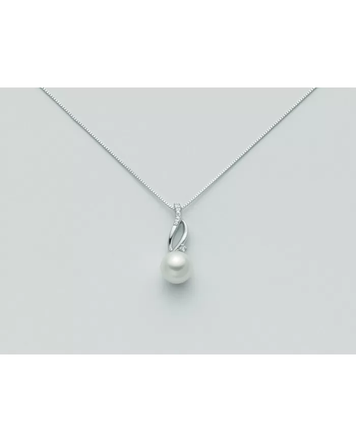 Collana con perla 7,5/8 e diamanti 0,04 ct Miluna