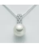Collana con perla 8,5/9 e diamanti 0,056 ct