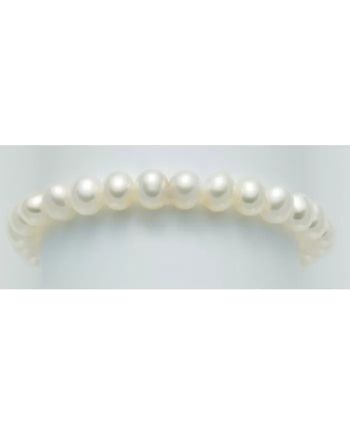 110 P 46 CM COLLANA DONNA Colore ARGENTO FILO DI PERLE BIANCHE 1 CM