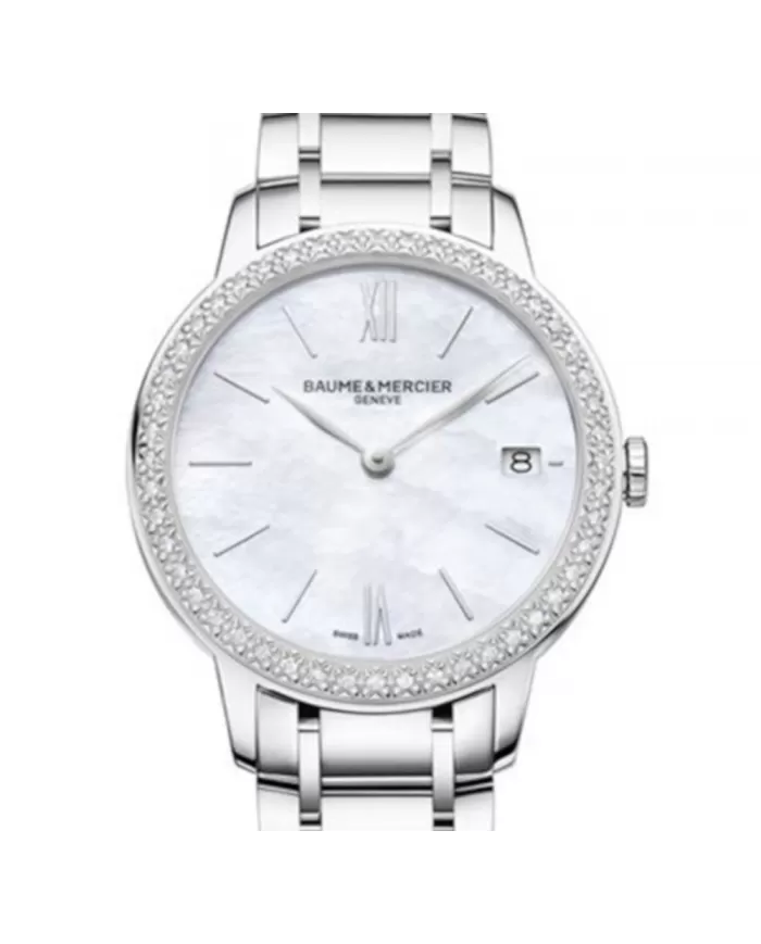 Classima Quarzo 31 mm Madreperla e diamanti 0,24 ct Baume & Mercier...