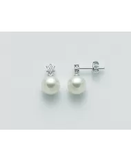 Orecchini con perle 7,5/8 e diamanti 0,078ct Miluna