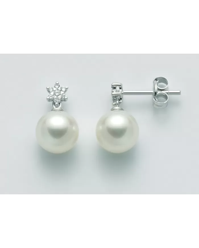 Orecchini con perle 7,5/8 e diamanti 0,078ct Miluna