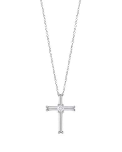 Collana con Croce in oro bianco con diamante Salvini