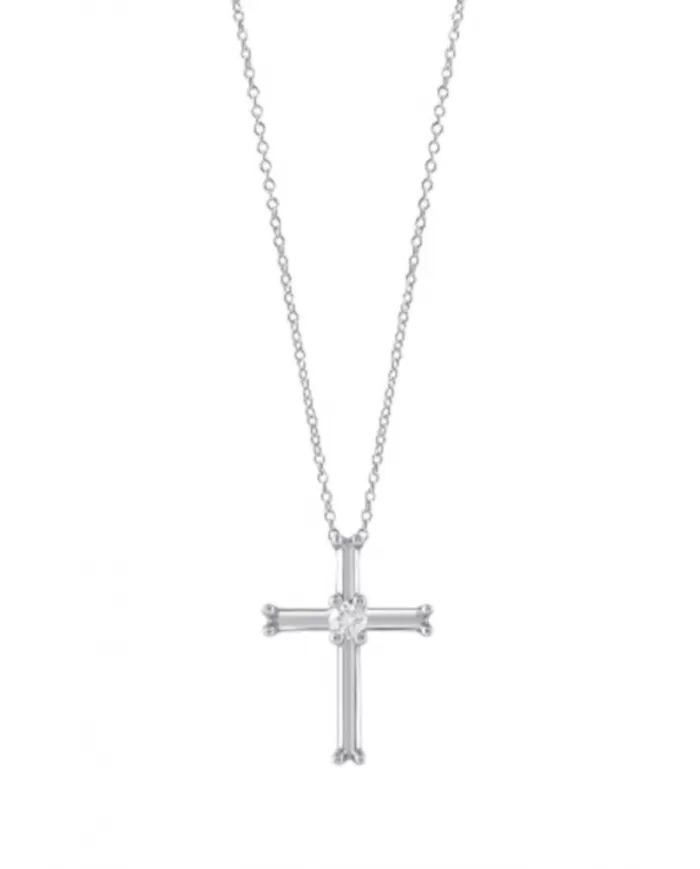 Collana con Croce in oro bianco con diamante Salvini