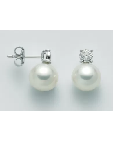 Orecchini perle 8,5/9 e diamanti 0,06ct Miluna
