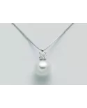 Collana perla 8,5/9 e diamante 0,03 ct