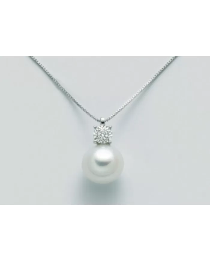 Collana perla 8,5/9 e diamante 0,03 ct Miluna