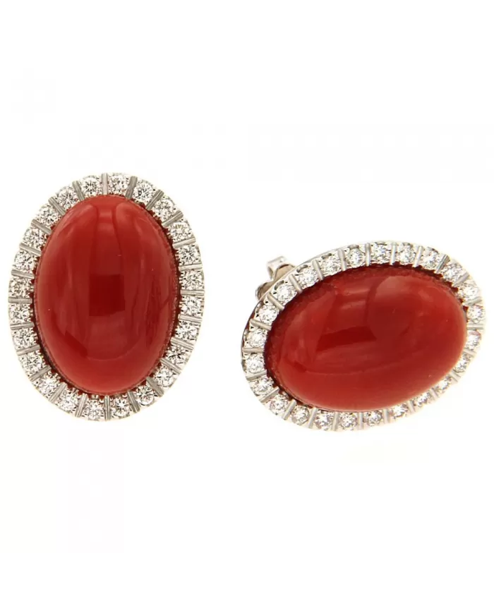 Orecchini Corallo Rosso e diamanti 0,70 ct Spagnoletti 1945
