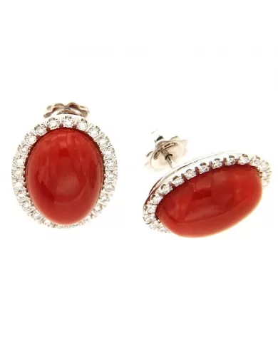 Orecchini Corallo Rosso e diamanti 0,70 ct Spagnoletti 1945