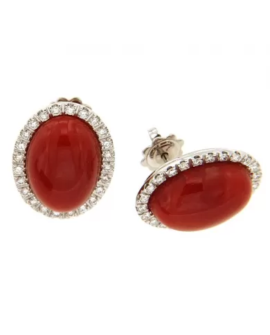 Orecchini Corallo Rosso e diamanti 0,70 ct Spagnoletti 1945