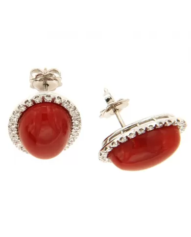 Orecchini Corallo Rosso e diamanti 0,70 ct Spagnoletti 1945