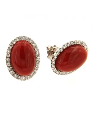 Orecchini Corallo Rosso e diamanti 0,70 ct Spagnoletti 1945