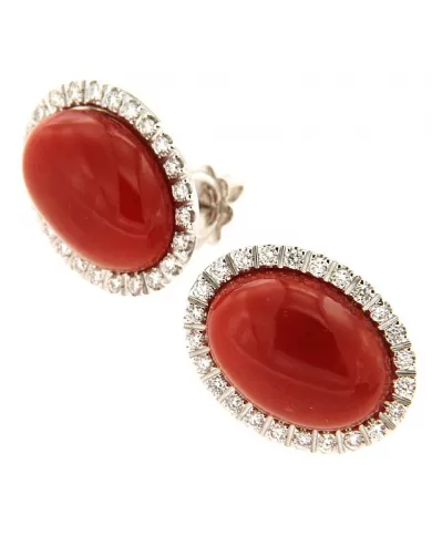 Orecchini Corallo Rosso e diamanti 0,70 ct Spagnoletti 1945