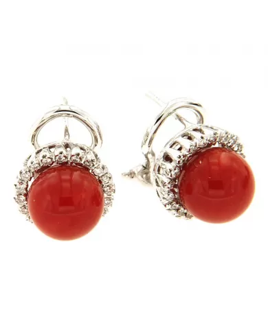 Orecchini Corallo Rosso e diamanti 0,25 ct Spagnoletti 1945