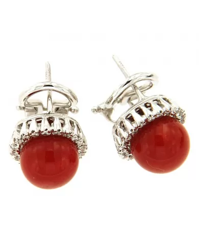 Orecchini Corallo Rosso e diamanti 0,25 ct Spagnoletti 1945