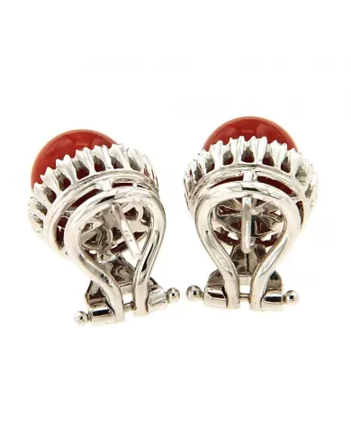 Orecchini Corallo Rosso e diamanti 0,25 ct Spagnoletti 1945