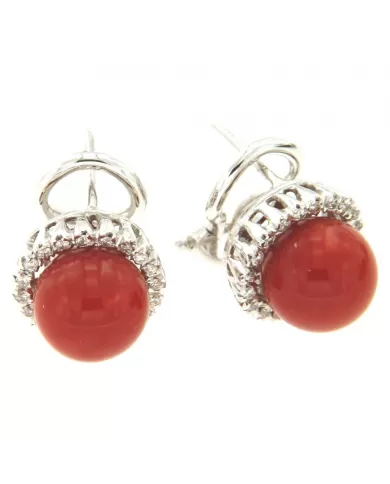 Orecchini Corallo Rosso e diamanti 0,25 ct Spagnoletti 1945