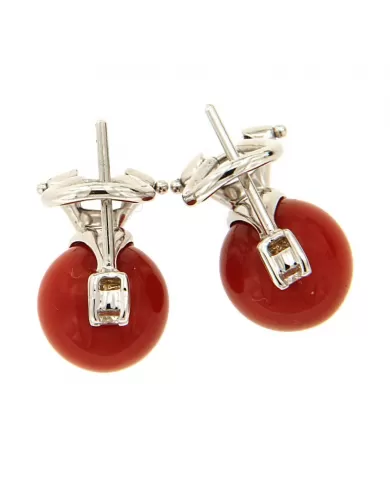 Orecchini Corallo Rosso e diamanti 0,16 ct Spagnoletti 1945