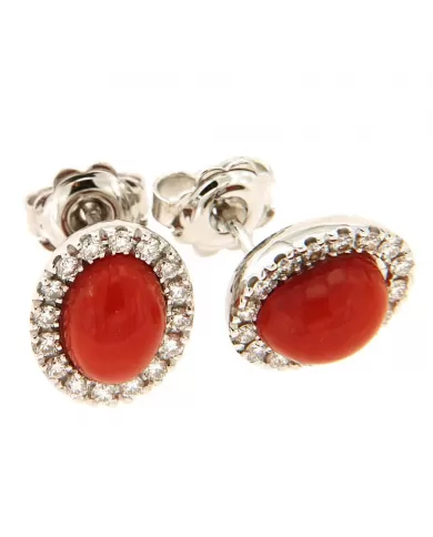 Orecchini Corallo Rosso e diamanti 0,40 ct Spagnoletti 1945