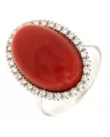 Anello Corallo Rosso e diamanti 0,35 ct