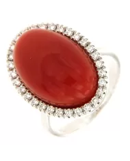 Anello Corallo Rosso e diamanti 0,35 ct Spagnoletti 1945