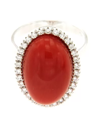 Anello Corallo Rosso e diamanti 0,35 ct Spagnoletti 1945