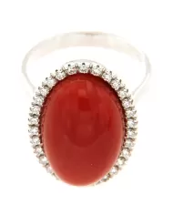 Anello Corallo Rosso e diamanti 0,35 ct Spagnoletti 1945