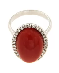 Anello Corallo Rosso e diamanti 0,35 ct Spagnoletti 1945