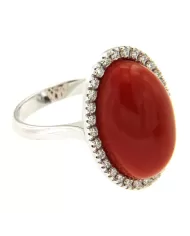 Anello Corallo Rosso e diamanti 0,35 ct Spagnoletti 1945