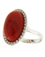 Anello Corallo Rosso e diamanti 0,35 ct Spagnoletti 1945