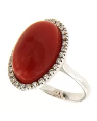 Anello Corallo Rosso e diamanti 0,35 ct Spagnoletti 1945