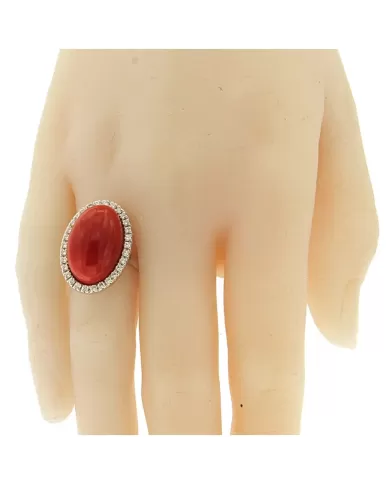 Anello Corallo Rosso e diamanti 0,35 ct Spagnoletti 1945