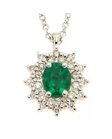 Girocollo Camelia Smeraldo 0,32 ct e diamanti 0,14 ct ReCarlo