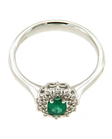 Anello Camelia Smeraldo 0,34 ct e diamanti 0,14 ct ReCarlo