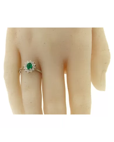 Anello Camelia Smeraldo 0,34 ct e diamanti 0,14 ct ReCarlo
