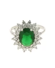 Anello Tormalina Verde e cubic zirconia Spagnoletti 1945