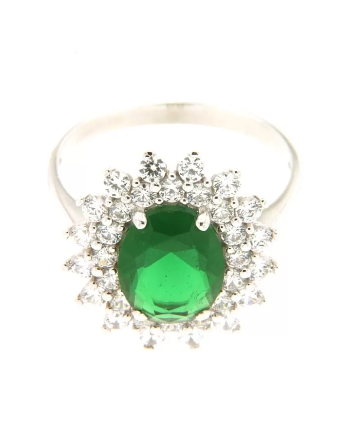 Anello Tormalina Verde e cubic zirconia Spagnoletti 1945