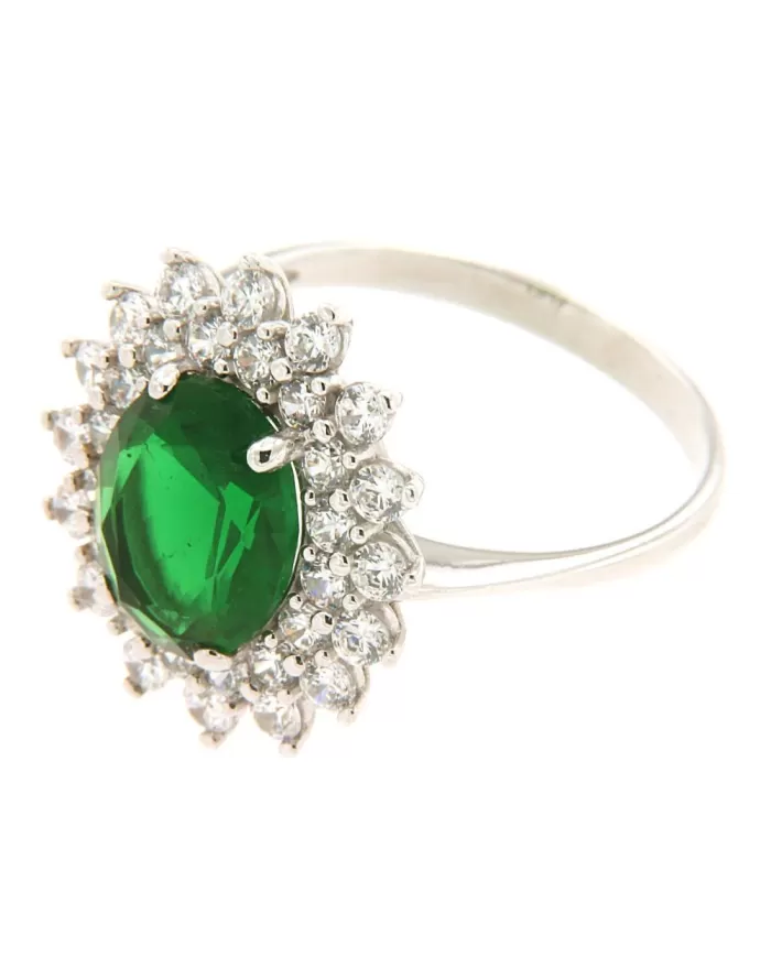 Anello Tormalina Verde e cubic zirconia Spagnoletti 1945