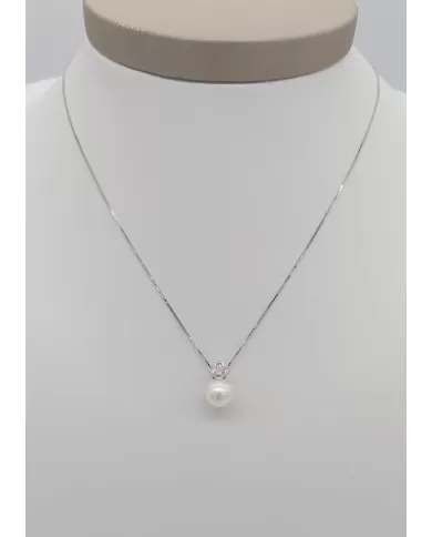 Girocollo con perla giapponese e diamanti ReCarlo