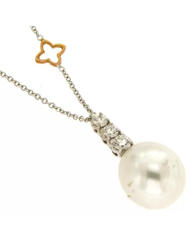 Girocollo perla australiana e diamanti 0,23 ct ReCarlo