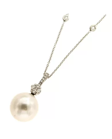 Girocollo perla australiana e diamanti 0,34 ct ReCarlo