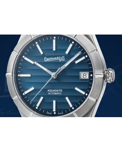 Aquadate Grande Taille 41 mm Blu Eberhard \u0026 Co Ref 41041 CA