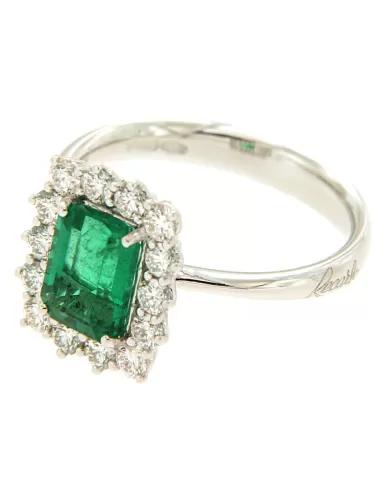 Anello con Smeraldo 1,49 ct e diamanti 0,63 ct ReCarlo