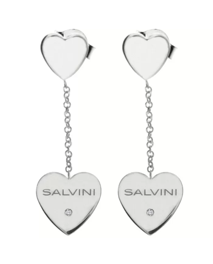 Orecchini Cuore i Segni in oro Bianco con Diamanti 0,02 ct Salvini